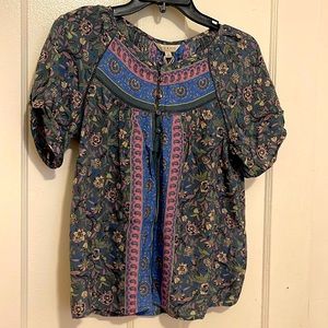 Printed puff sleeve blouse by Lucky brand. New with tag.